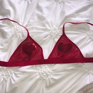 Mesh Sequin Hearts Bra